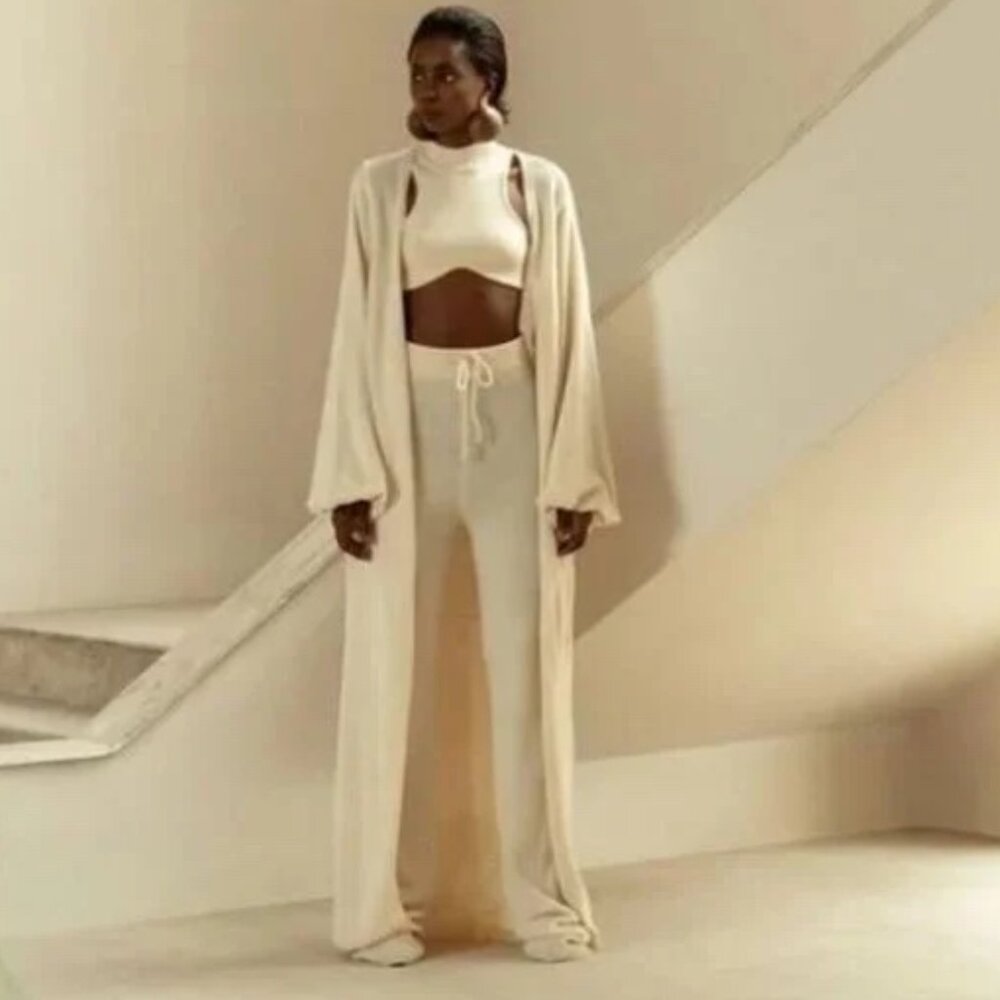 NWT | Andrea Iyamah Resortwear Ally Knit Long Cardigan in Cream S/M